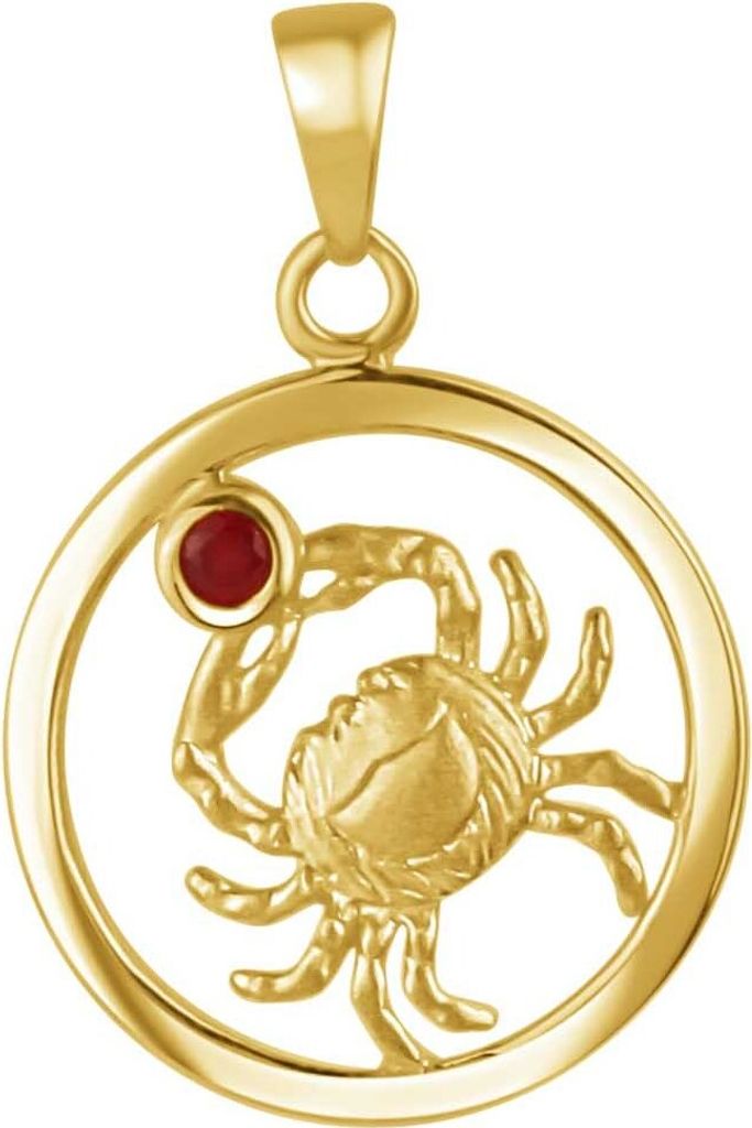 F Anhänger 925/- Sterling Silber 2,1cm gelb Rubin 274240092-1KR