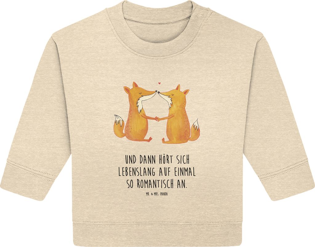 Mr. & Mrs. Panda Organic Baby Pullover Füchse Liebe 24. - 36. Monat - Natural Raw - Geschenk, Fuchs, Bullover, Ehefrau, Freundin, Fox