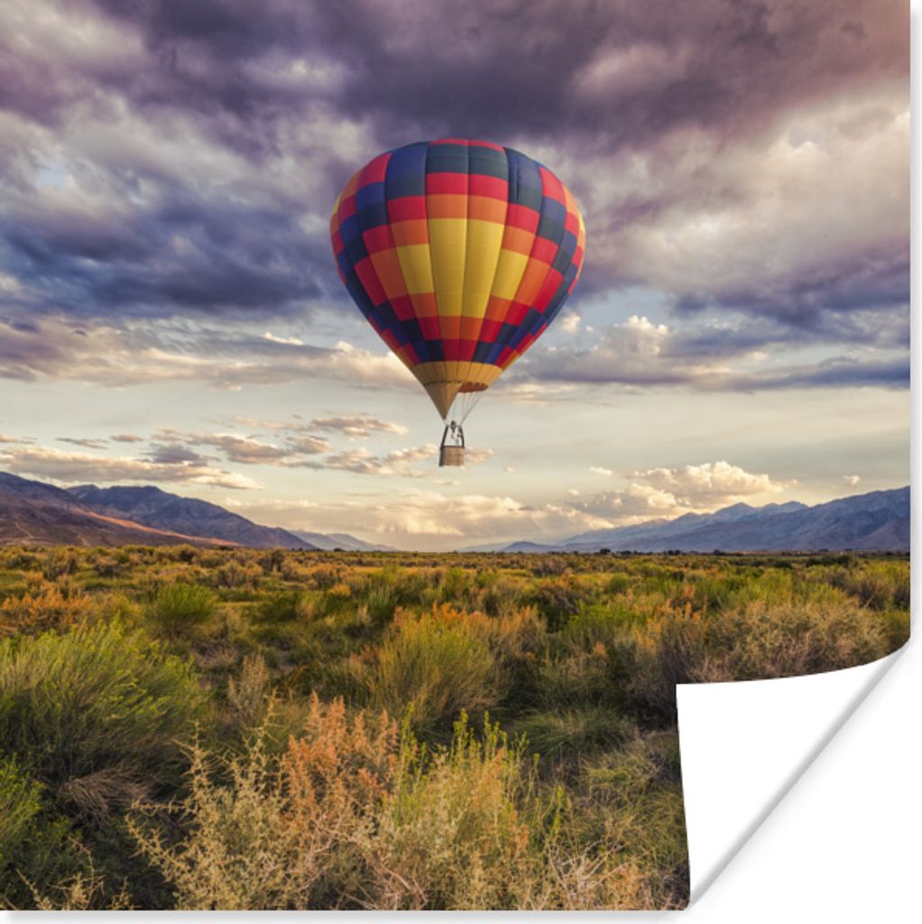 MuchoWow Poster Heißluftballon - Wiese - Amerika 50x50 cm - Wohnzimmerdekoration