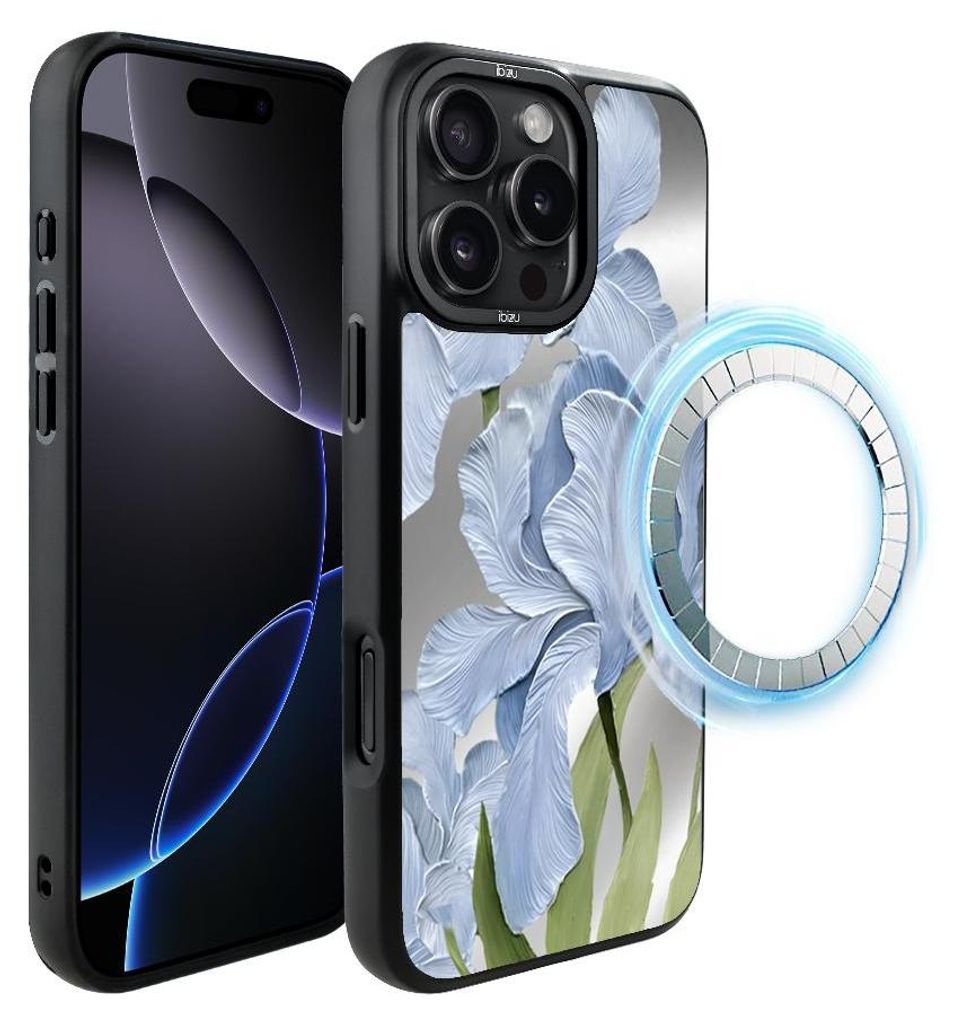 Schutzhülle für das iPhone 16 Pro, MagSafe-kompatibel, mattschwarze Seiten, Blaue Iris