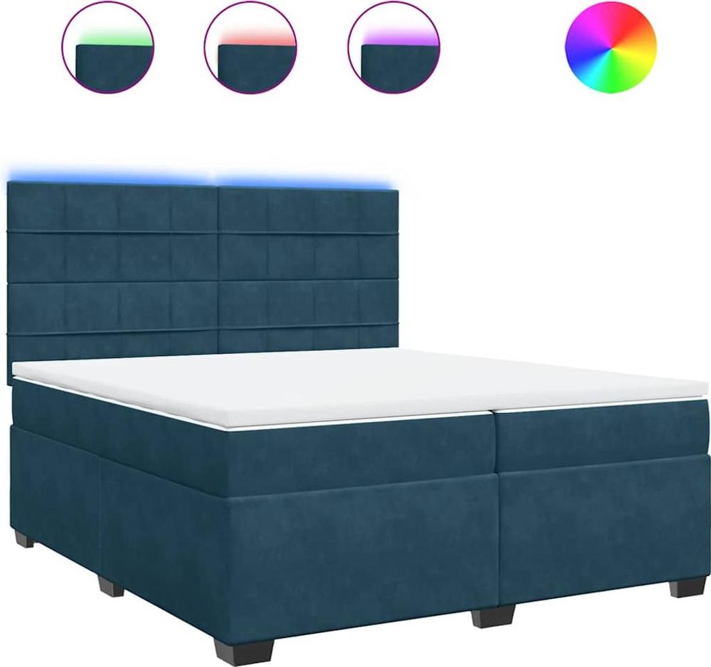 vidaXL Boxspringbett mit Matratze Blau 200x200 cm Samt