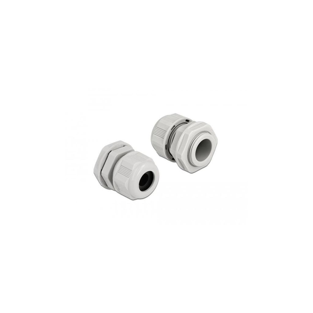 DeLOCK Kabelverschraubung PG16 für Rundkabel grau 2 Stück, Grau, Kunststoff, 2 Stück(e), PG16, 9 mm, IP68