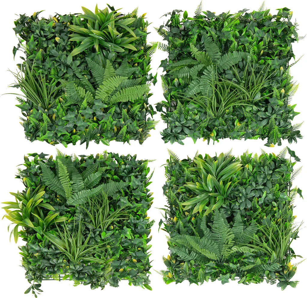 Siepe Artificiale Costway per Negozi e Dehor | 4 Pz Pannelli 50x50cm