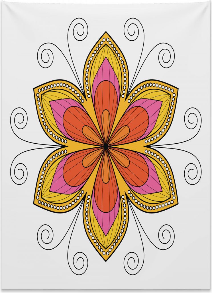 Abakuhaus Blumen-Mandala Wandteppich, Blumen-Muster-Strudel aus Weiches Mikrofaser Stoff Kein Verblassen Klare Farben Waschbar, 110 x 150 cm, Mehrf...