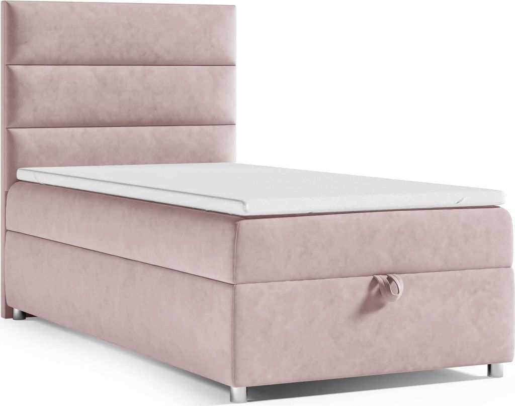 Best for Home Boxspringbett mit Bettkasten Trinity K4-SINGLE 70x200 Bonellfederkern inkl. Topper - Rosa
