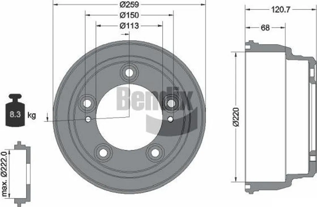 Tambour de Frein Arrière pour Hyundai H100 et H-1 - Qualité d'Origine
