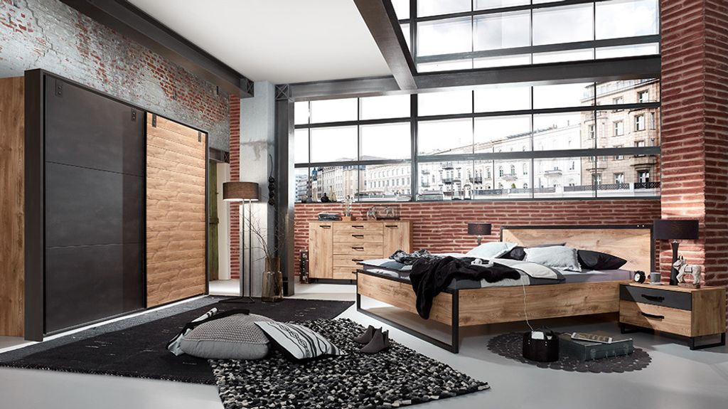 Schlafzimmer Set 5-tlg. DAVENPORT-43 mit Bett 160x200 in Eiche