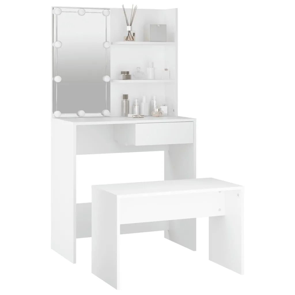 Coiffeuse vidaXL avec LED miroir blanc en bois composite - Modèle 2024 - 6