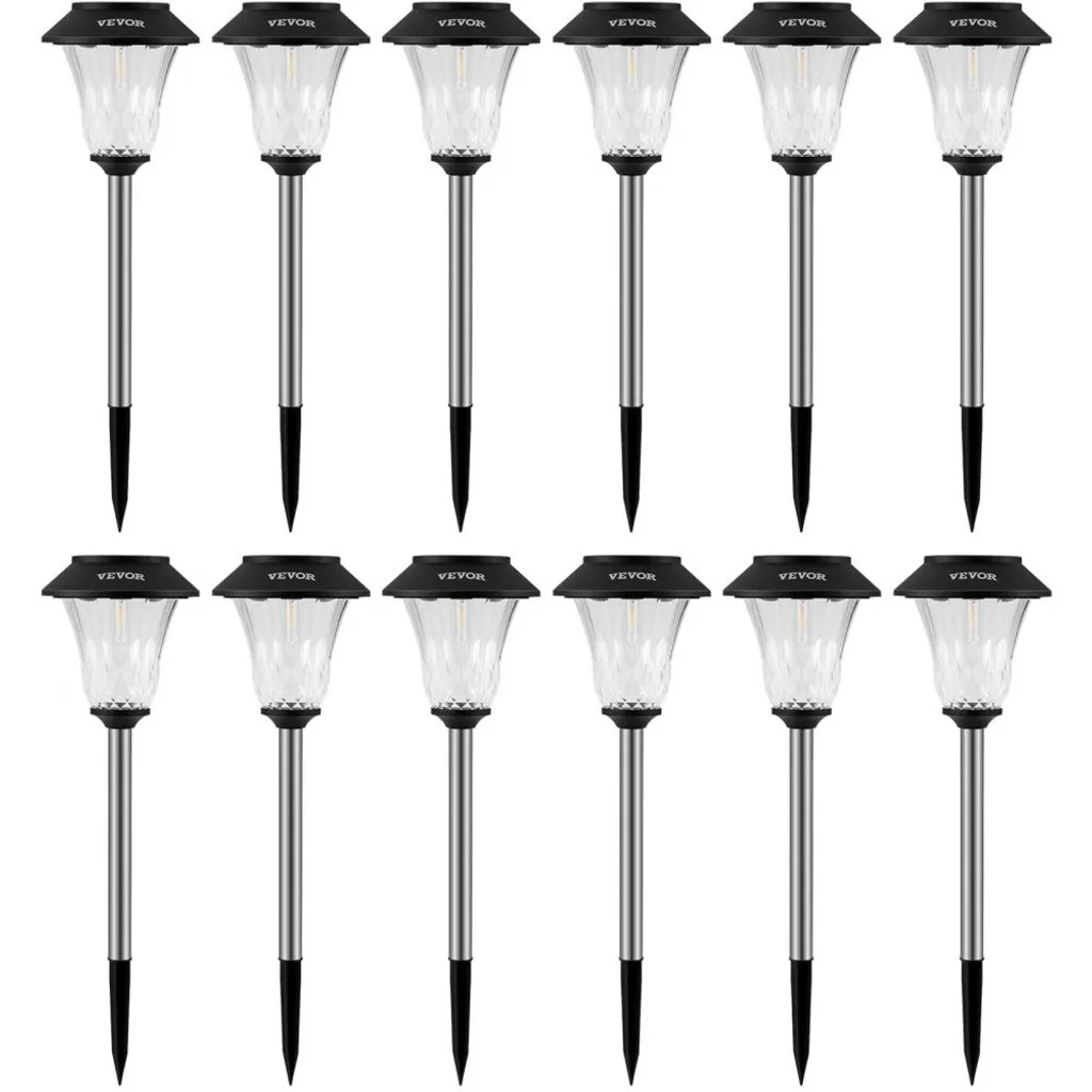 Balise solaire d'extérieur étanche pour allée et pelouse - Lot de 12