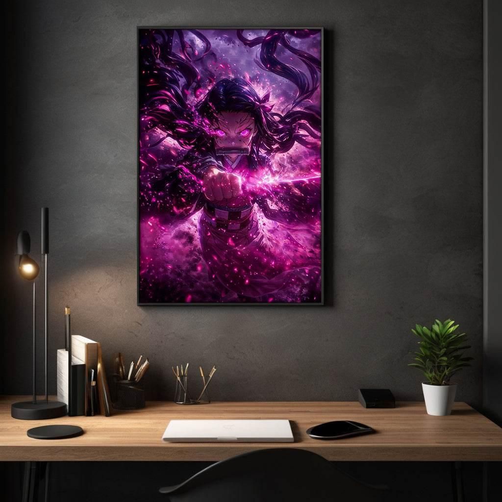 Nezuko Rage - Demon Slayer - Anime Leinwandbild: 80x120 cm / Leinwand / Ohne Rahmen