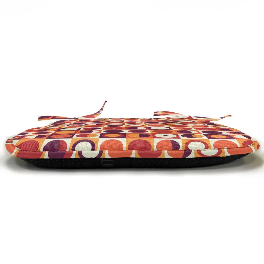 ABAKUHAUS Imbottitura geometrica per sedie da sala da pranzo, Sixties Style Ovals, cuscino decorativo impermeabile con cinturini per sedie da cucina, 40 cm x 40 cm - confezione da 12, calendula marrone castagna - 4