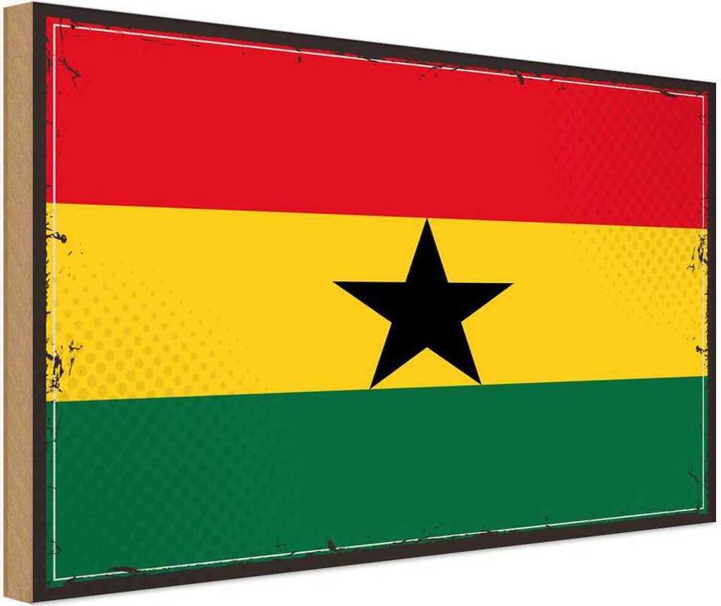 vianmo Holzschild 30x40 cm Ghanas Retro Ghana Flagge Fahne Wappen