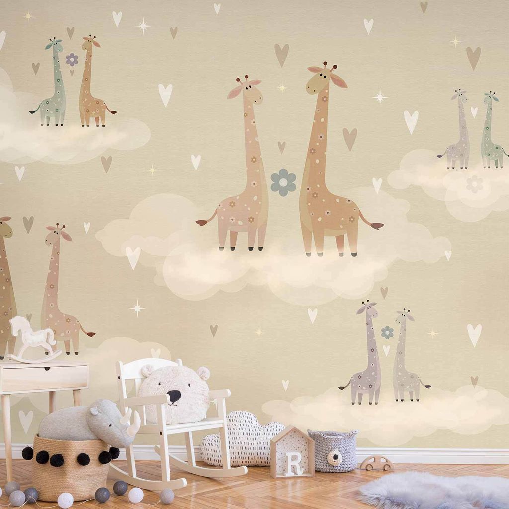 Selbstklebende Folie Fototapete - Giraffes in Love 294x210 cm Für Kinder e-A-10135-a-a