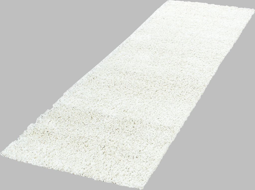 Langflorteppich Unifarben Flauschig Waschbar Strapazierfähig | Läufer Creme 80x250 cm Esszimmer Schadstoff Gekettelt | RHEIN – Kadima Design