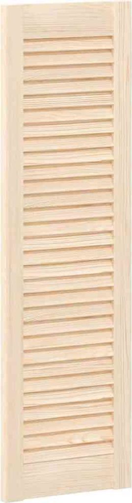 A close-up of a louvered wooden door panel.