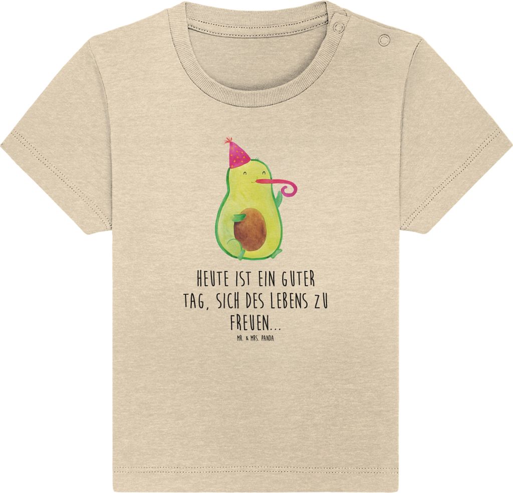 Mr. & Mrs. Panda Organic Baby Shirt Avocado Feier 24. - 36. Monat - Natural Raw - Geschenk, Party, Baumwolle, Gute Laune, Geburtstag, Fete, T-Shirt...