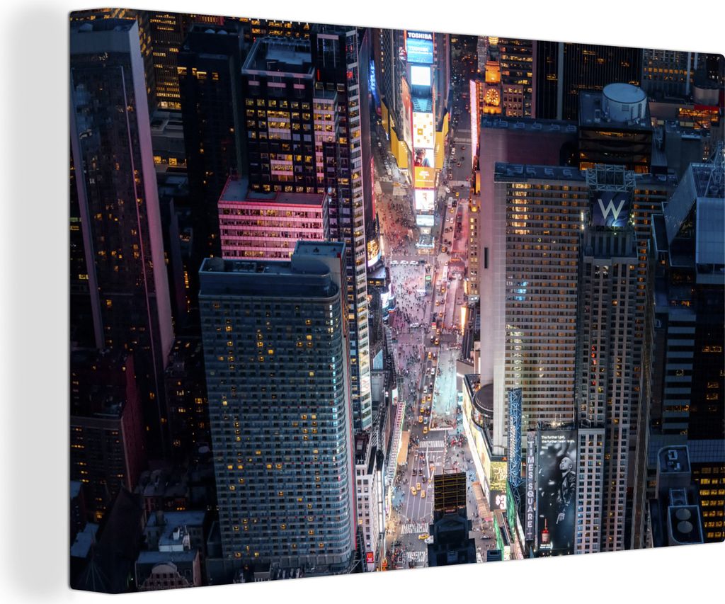 OneMillionCanvasses - Leinwandbilder - 150x100 cm, Blick von oben auf den Times Square in New York, Wandbilder Kunstdruck Wanddekoration