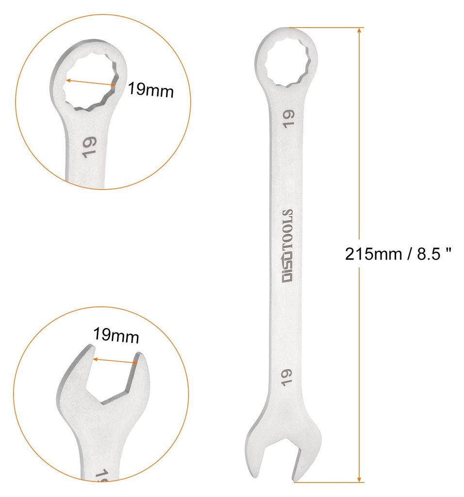 2 Stš¹ck 19mm Ring-Maulschlš¹ssel Set, Gabelringschlš¹ssel Torx-Ende 15 Grad Offset, Offener Schraubenschlš¹ssel Set Edelstahl Dš¹nner Me...