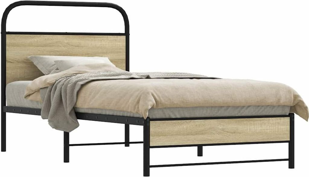 "2026 Promotion" Bettgestell moderne - ohne Matratze - 80x200 cm - Sonoma-Eiche Holzwerkstoff - Polsterbett CC25200