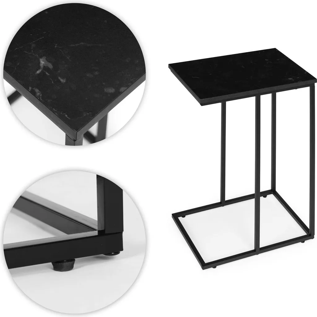 Table d'appoint C marbre noir ModernHome pour PC portable - 7