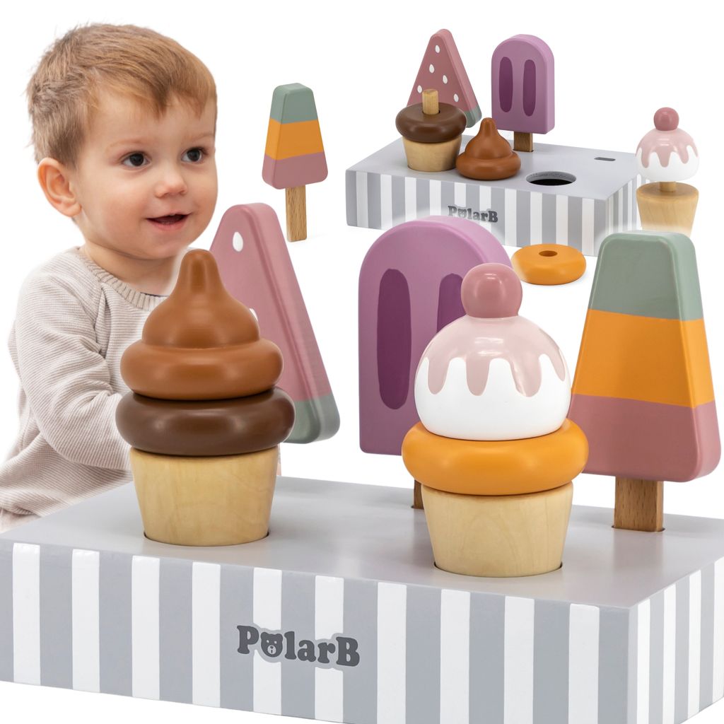 Viga Toys - VIGA PolarB Eis am Stiel mit Ständer 5 Stück.