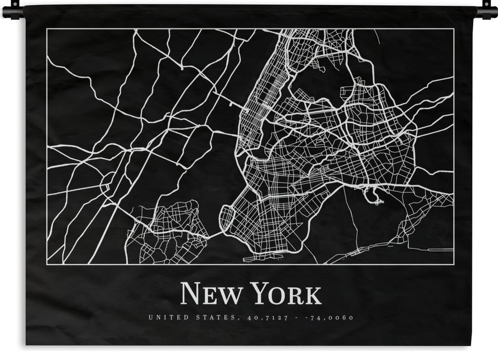 MuchoWow Wandteppich Wandbehang Karte - New York - Stadtplan - Karte 60x45 cm Tapisserie Dekoration Wandtuch - Das Schlafzimmer