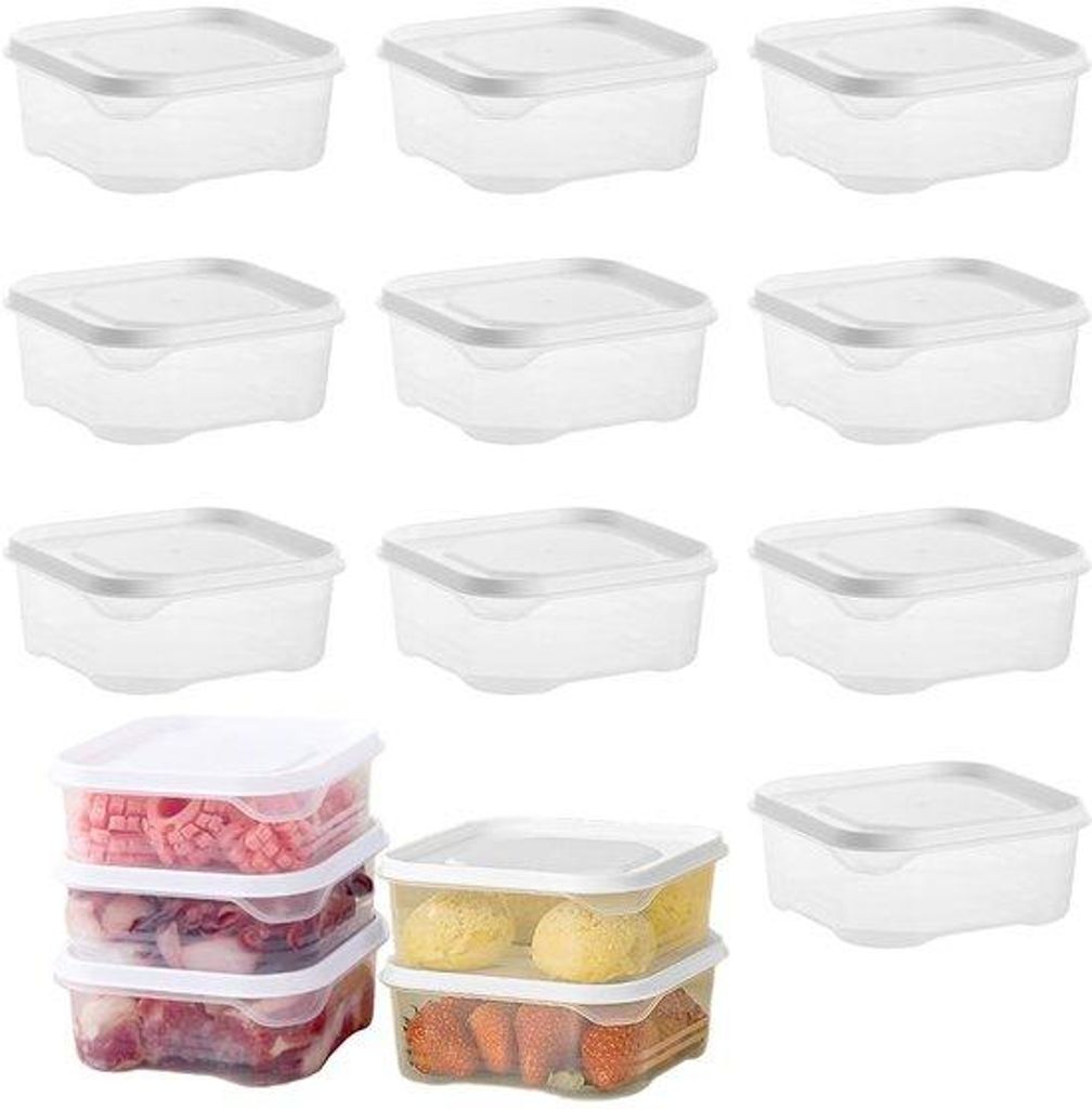 10 Stück BPA-freie Tiefkühlbehälter mit Deckel für Kühlschrank und Mikrowelle, 650 ml