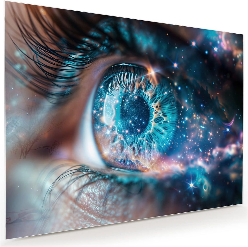 Glasbild 120x90cm in XXL für Wohnzimmer, Schlafzimmer Motiv Galaktisches Auge
