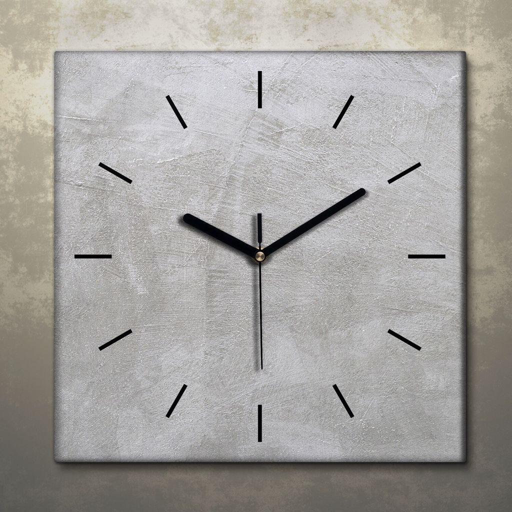Wohnzimmer Leinwand Uhr Geräuschlos Küche 30x30 Beton, Motive, Struktur, Textur, schwarze Zeiger