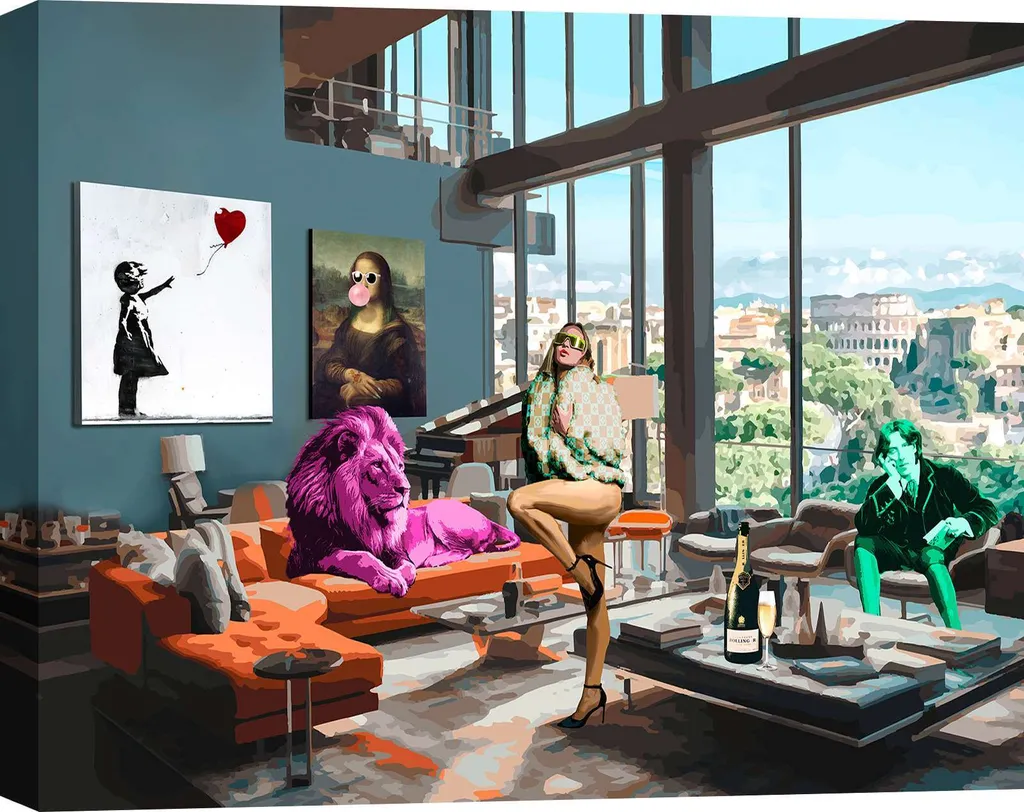 Tableau sur toile Pop Art - Gerard Madau Surrealofts Rome - 120x90 cm