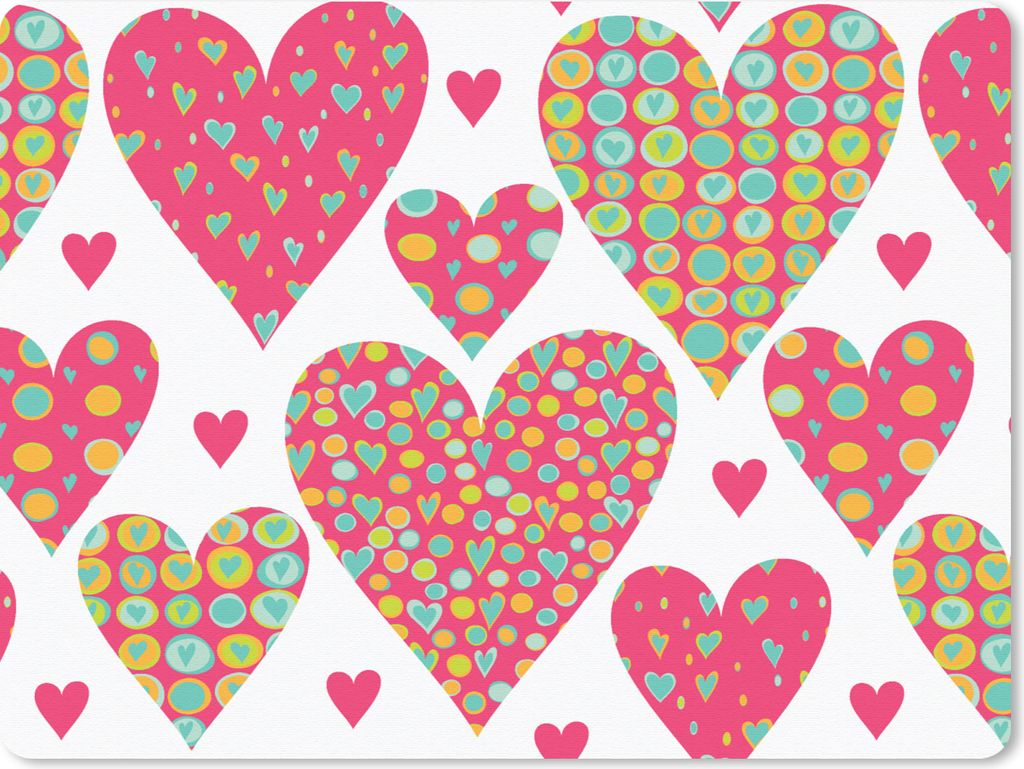 MuchoWow Mauspad Mousepad Mädchen - Herz - Liebe - Muster - Mädchen - Kinder - Kinder - Kind 40x30 cm - Mousepads - Maus Mat - Pad - Mausunterl...