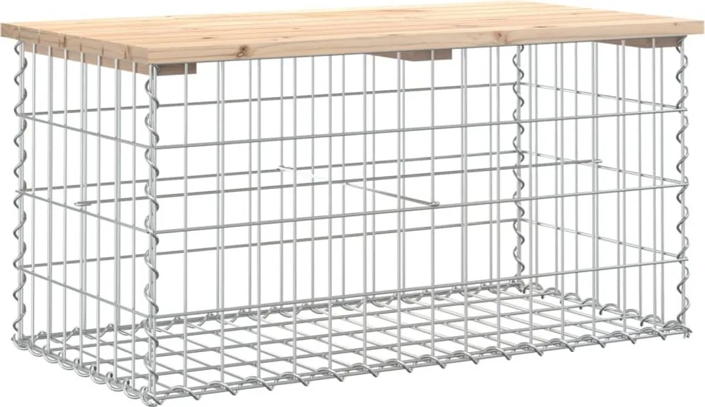 Panchina in Pino Massiccio per Esterno 83 cm | Struttura Gabion Robusta