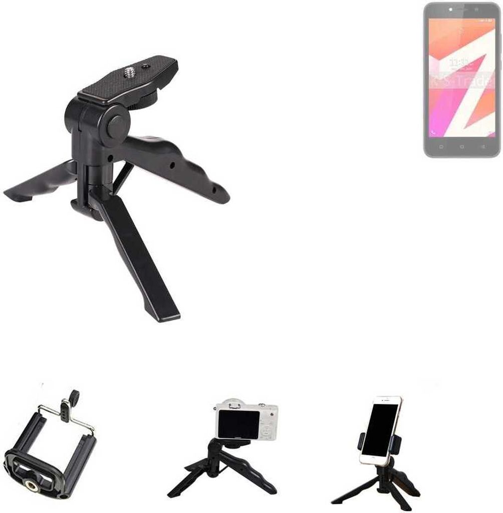 K-S-Trade Stativ Tisch-Ständer Dreibein Handy-Stativ Ständer kompatibel mit Lava Z1s Mini-Stativ Smartphone Tripod Handy-Stativ aus Plastik schwarz