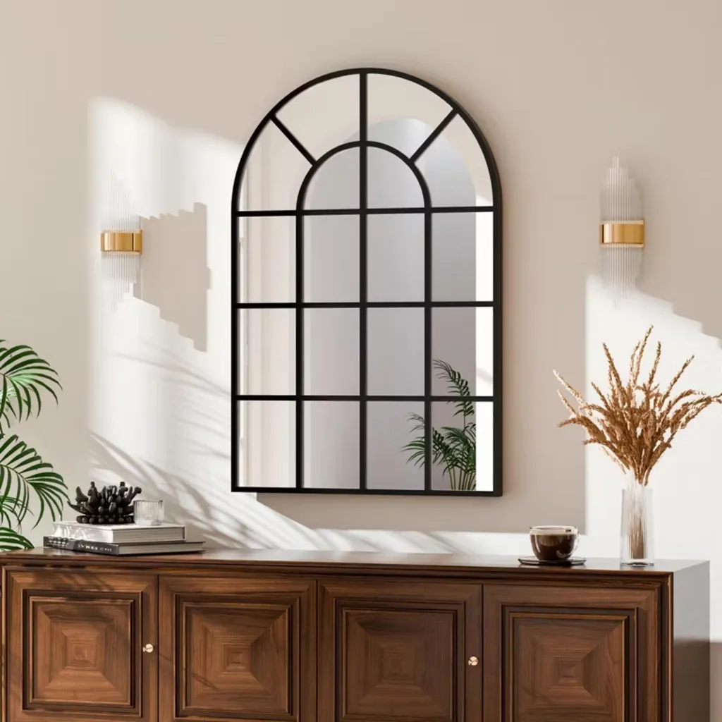 Specchio Parete Arco Nero Alluminio | Specchiera Moderna Bagno 50x80 - 3