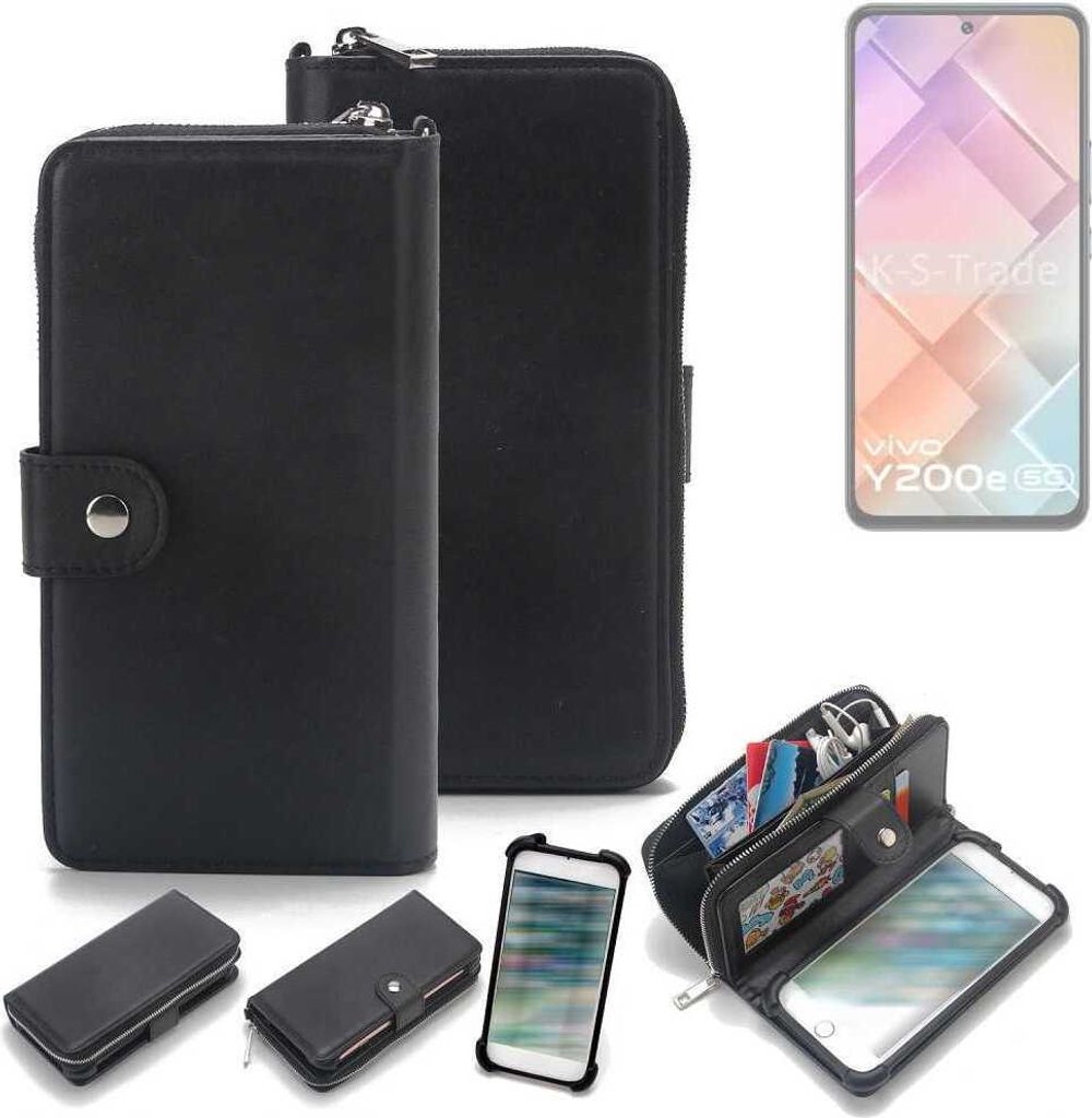 K-S-Trade 2in1 Handyhülle Schutzhülle kompatibel mit Vivo Y200e 5G & Portemonnee Cover Handy Hülle Case Etui Geldbörse Wallet Bookstyle Hülle