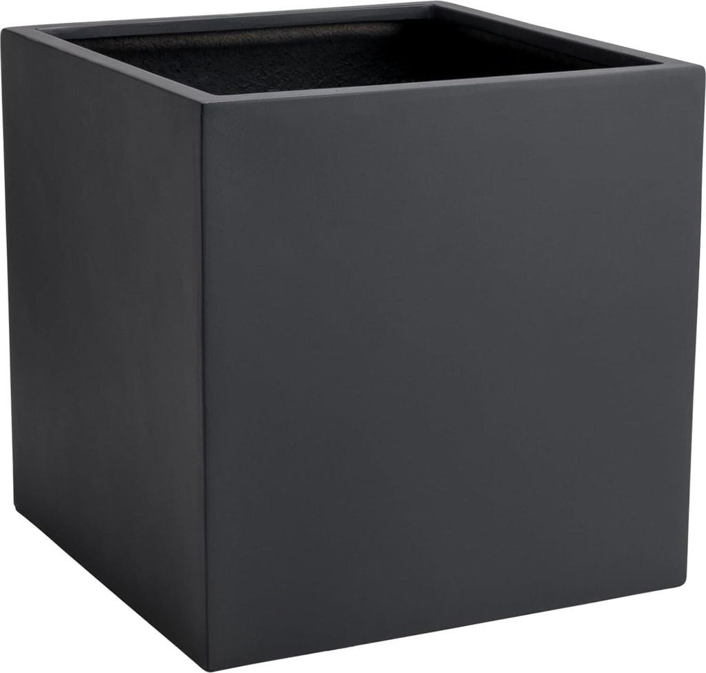 VIVANNO Pflanzkübel Fiberglas BLOCK Würfel, Anthrazit matt Produktbild 