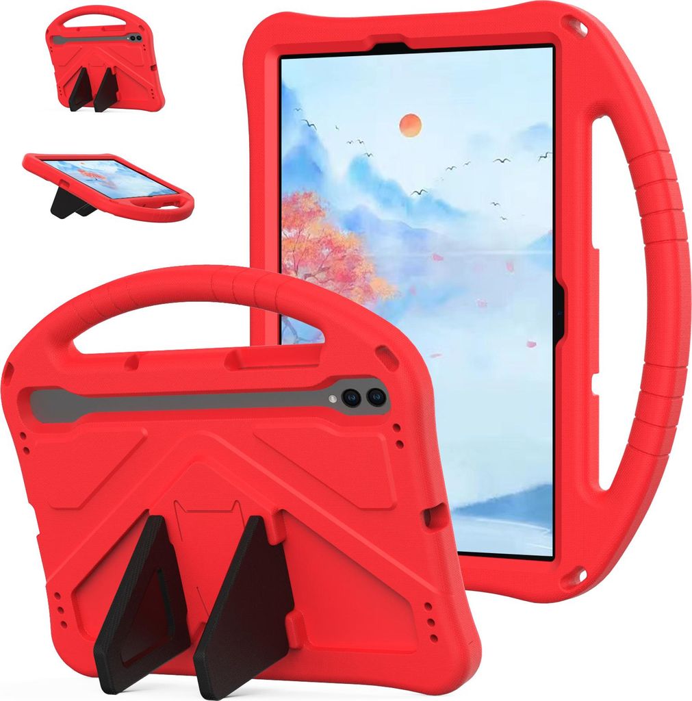 Kinder Hülle für Samsung Galaxy Tab S10 FE 10,9" 2025, Eva Leichte Stoßfeste Ständer, Kids Griff Schutzhülle Rot