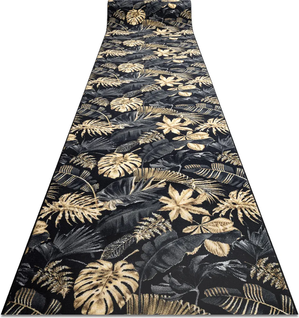 Revêtement de Sol Antidérapant Monstera Jaune Or 100x470 cm Lavable