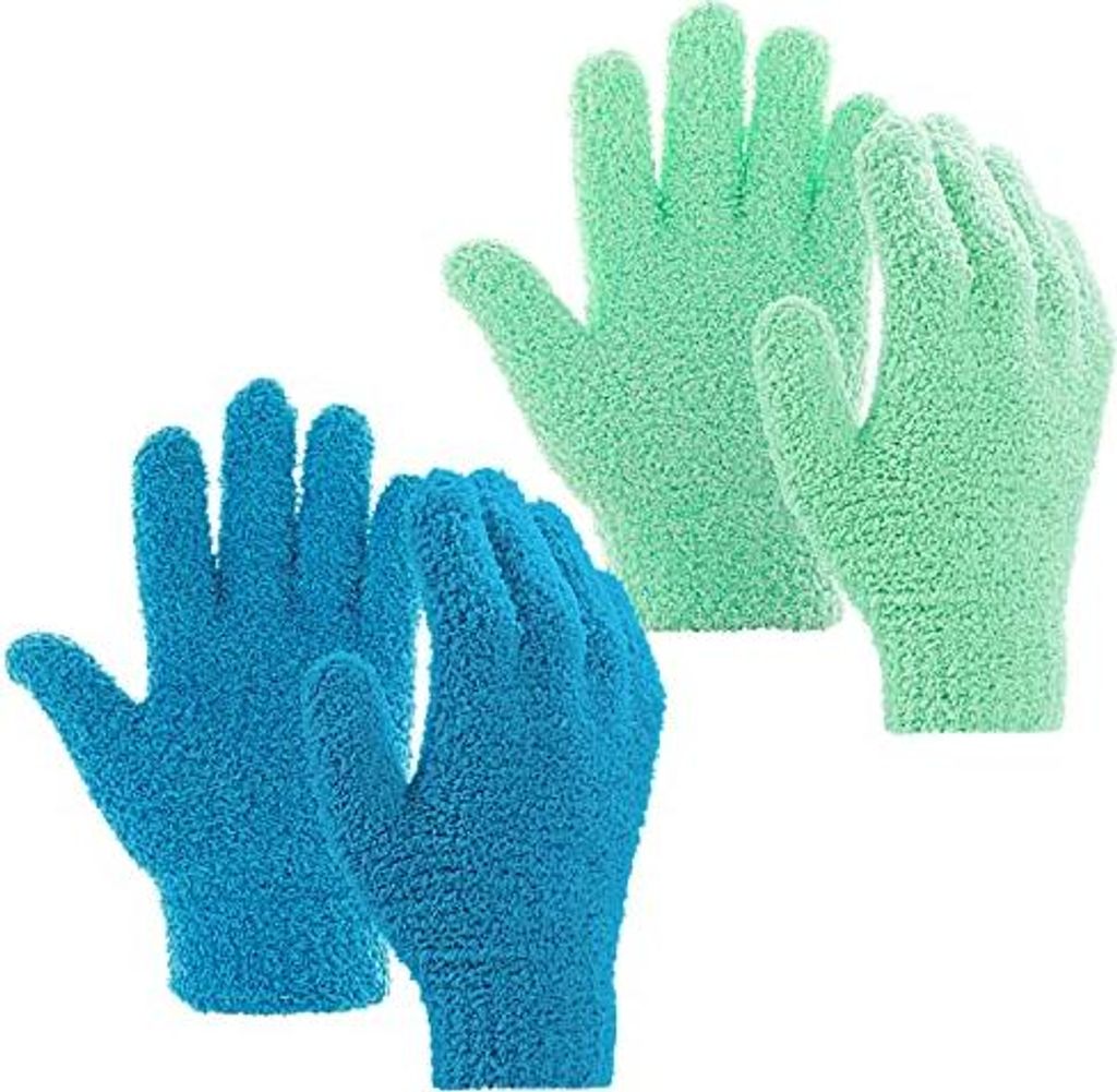 2 Paare Mikrofaser Staubhandschuhe Auto Abstauben Reinigungshandschuh Waschbar Korallenvlies Handschuhe für Küchen Haus Jalousien Lampen Möbel u...