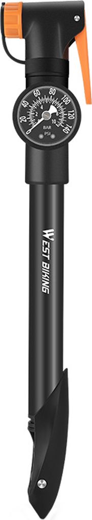 Fahrradluftpumpe mit Düsen, multifunktionales Fahrradwerkzeug, tragbarer manueller Fahrradreifenfüller mit Luftdruckmesser, 120 PSI Hochdruckpump...