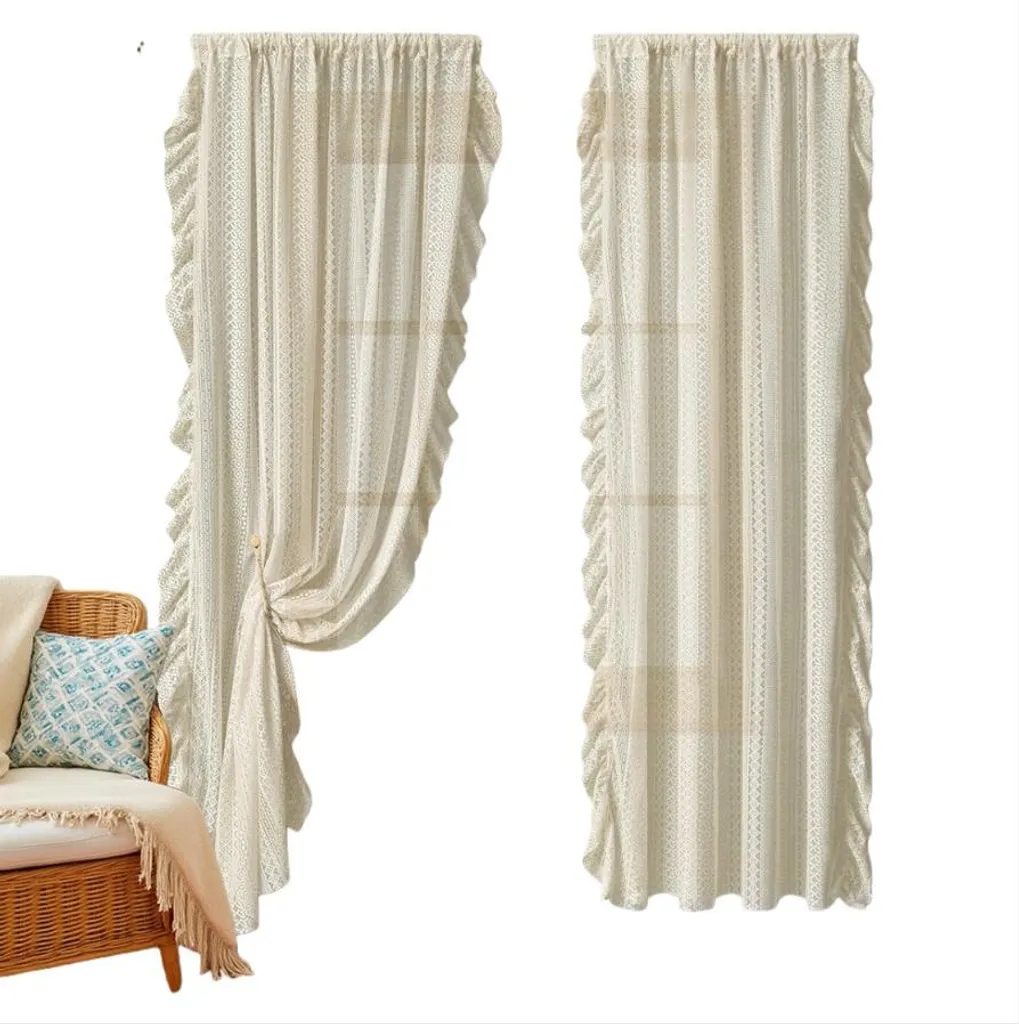 Rideau Occultant pour Chambre Vintage - Dentelle à Chevrons Taille L
