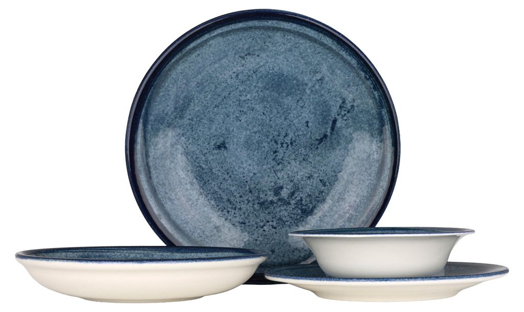 Kütahya Porselen Geschirrset (Medium) - Blue Stone - 24 teilig - 6 Personen - Porzellan