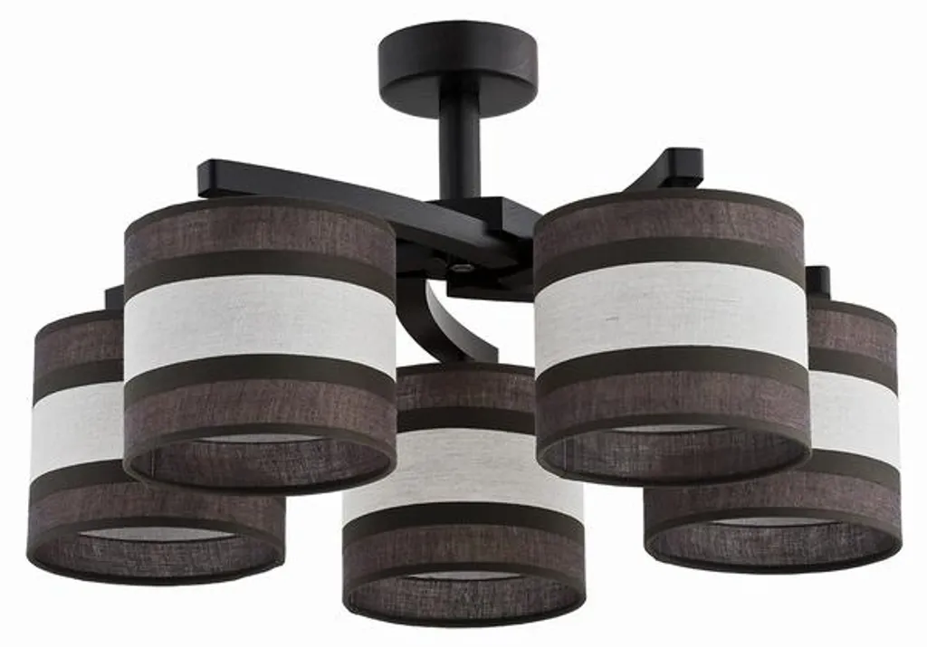 Suspension PERGITO noire en tissu 5xE27 Alfa - Lustre Chic 58x58x33,5 cm