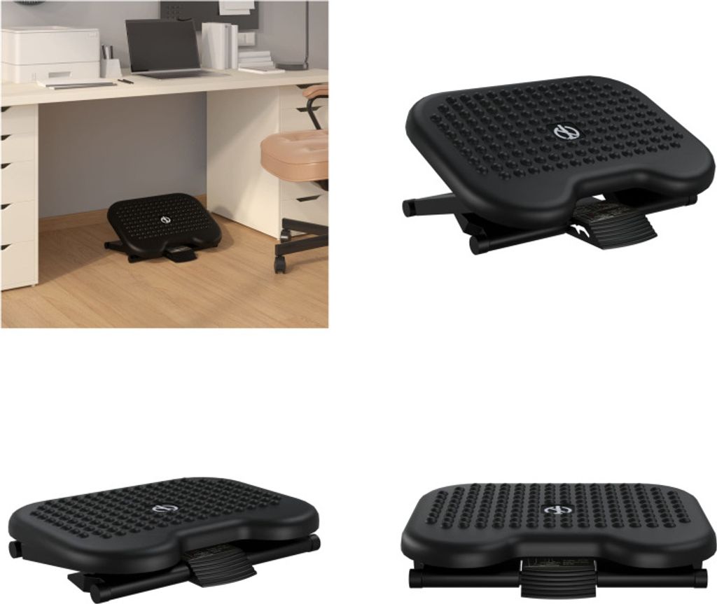 vidaXL Fußstütze Schwarz 46x34,5x11 cm - Fußstütze - Fußstützen - Fußstütze Kunststoff - Büro Fußstütze