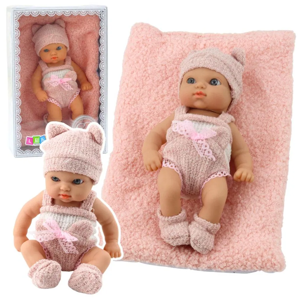 Jouet d'éveil poupée 18 cm avec couverture rose pour cadeau enfant