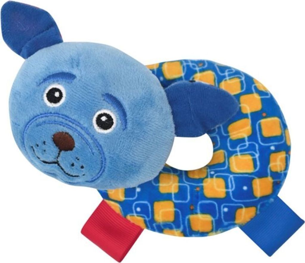 Lorelli Baby Rassel Tiere, Greifling aus Plüsch, leuchtende Farben, ab Geburt blau