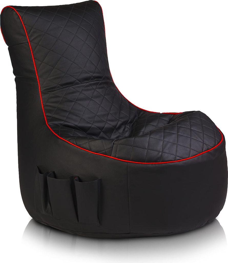 Ecopuf, Pablo, Sitzkissen, Sessel Bean Bag, Sitzsack, für Innen, 77x84cm, Schwarz