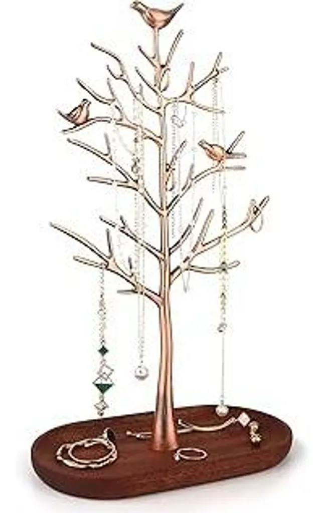 Stand Portagioie MORE&LESS - Albero Design con Vassoio in Legno - Top Organizer