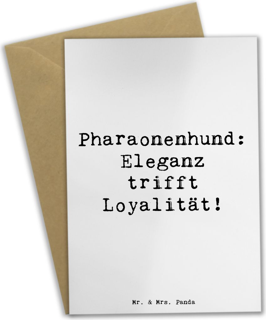 Mr. & Mrs. Panda Grußkarte Spruch Pharaonenhund Eleganz - Weiß - Geschenk, Hund, Hunderassen Vielfalt, majestätische Hunde, sozialer, Klappkarte...