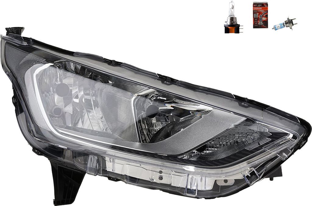 Johns, Scheinwerfer rechts + Osram Night Breaker Laser LWR TFL passend für Ford Transit 3242106 2450631 2646596 KT1B13W029AF KT1B13W029AG